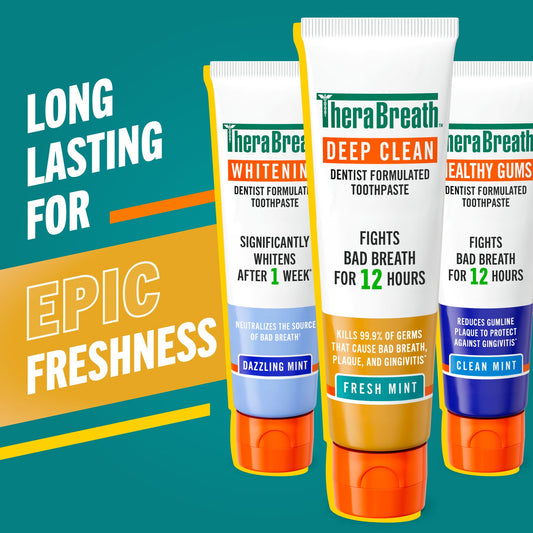 TheraBreath Deep Clean Toothpaste, Helps Fight Bad Breath, Fresh Mint