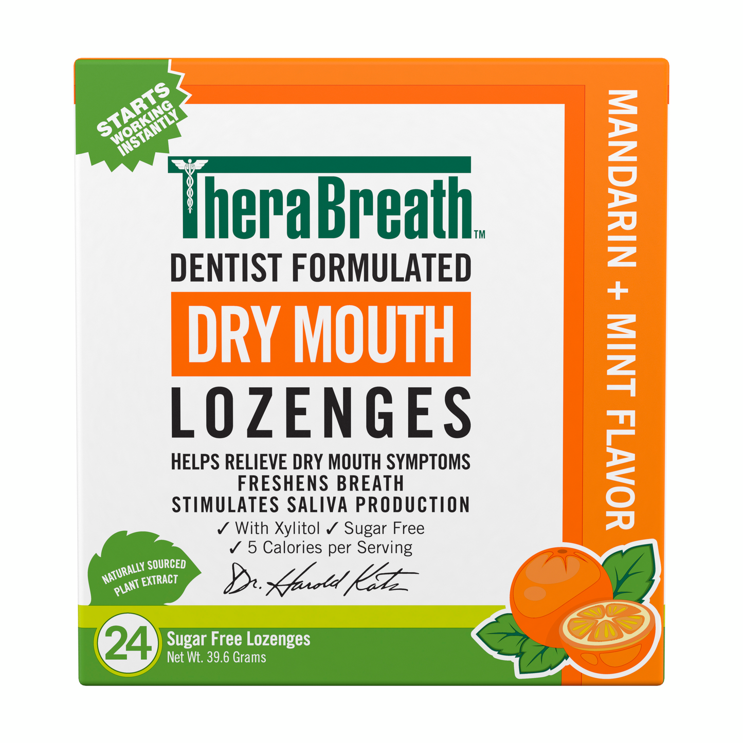 Box of TheraBreath Dry Mouth Lozenges in Mandarin Mint