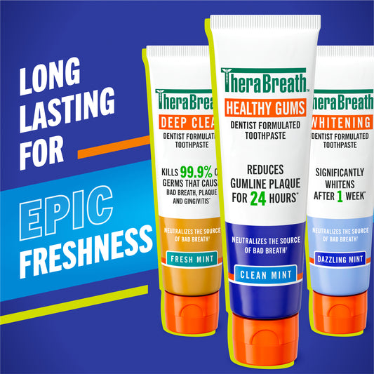 TheraBreath Healthy Gums Toothpaste, Helps Fight Gingivitis, Clean Mint, 4 oz, 2-Pack