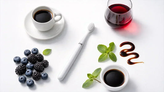 Common teeth-staining foods and drinks, including coffee, red wine, berries and dark sauces
