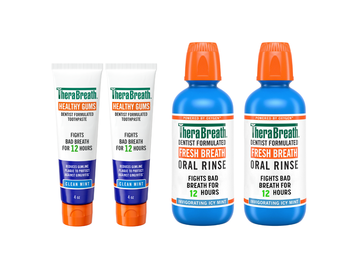 TheraBreath Fresh Breath Oral Rinse & Healthy Gums Toothpaste Bundle