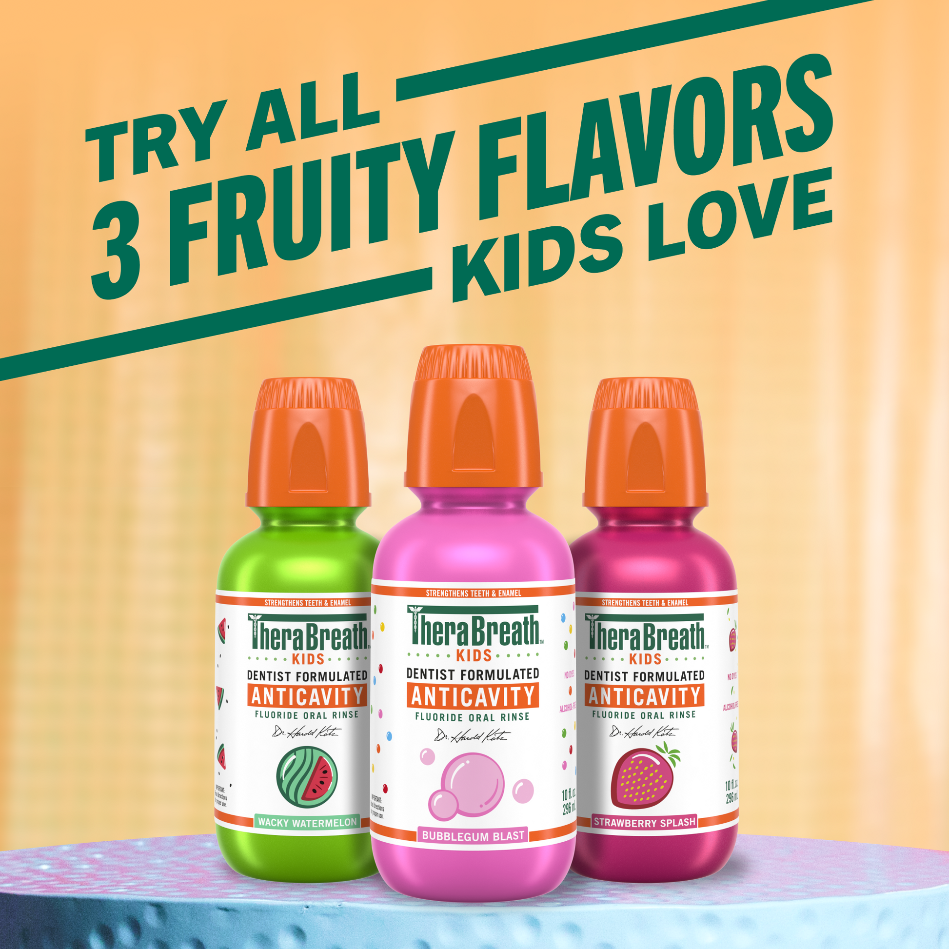 Try all 3 fruity flavors kids love, wacky watermelon, bubblegum blast and strawberry splash.