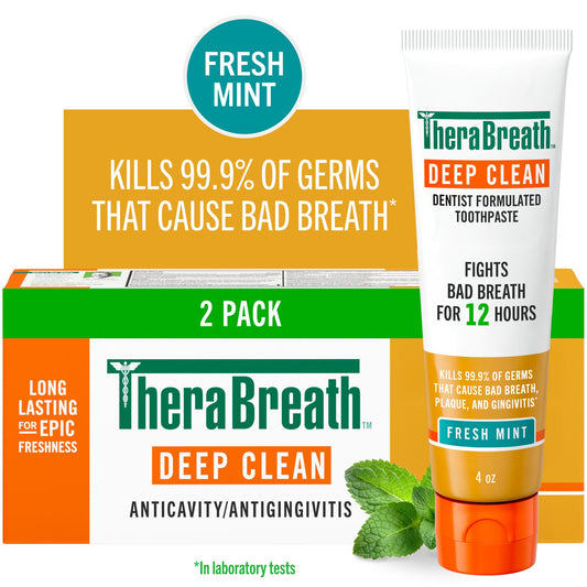 TheraBreath Deep Clean Toothpaste, Helps Fight Bad Breath, Fresh Mint
