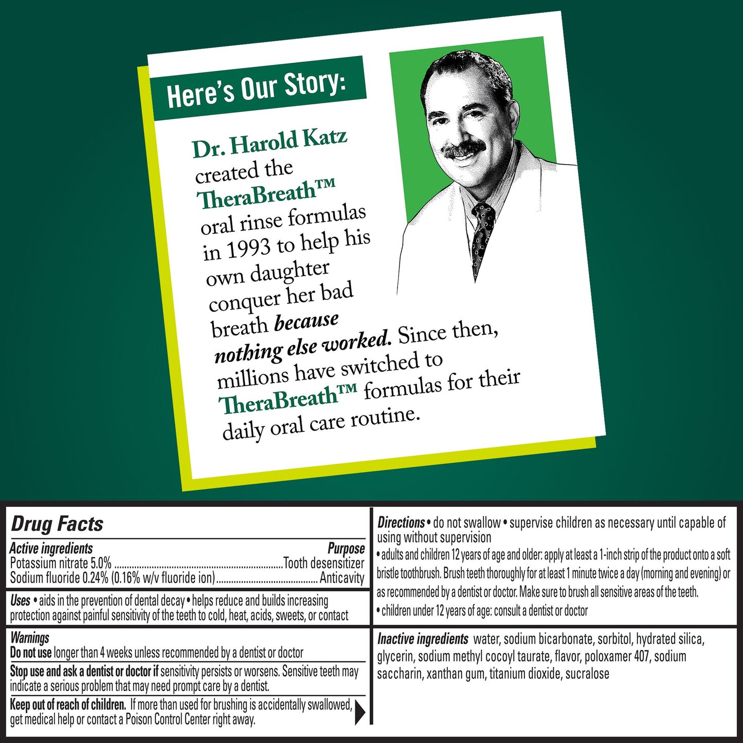 TheraBreath Sensitive Toothpaste, 24/7 Sensitivity Relief (1), With Fluoride for Anticavity Protection, Gentle Mint, 4 Oz