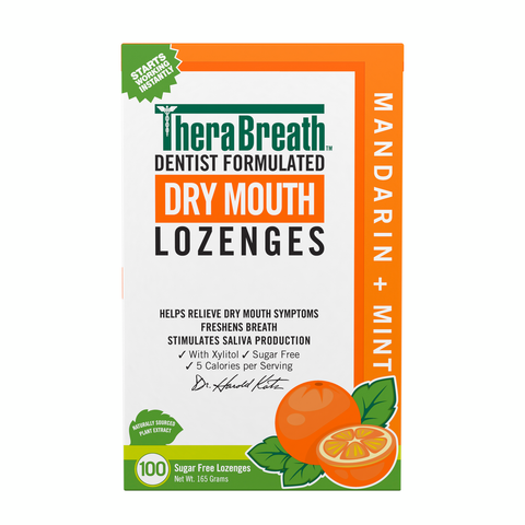 Box of TheraBreath Dry Mouth Lozenges in Mandarin Mint