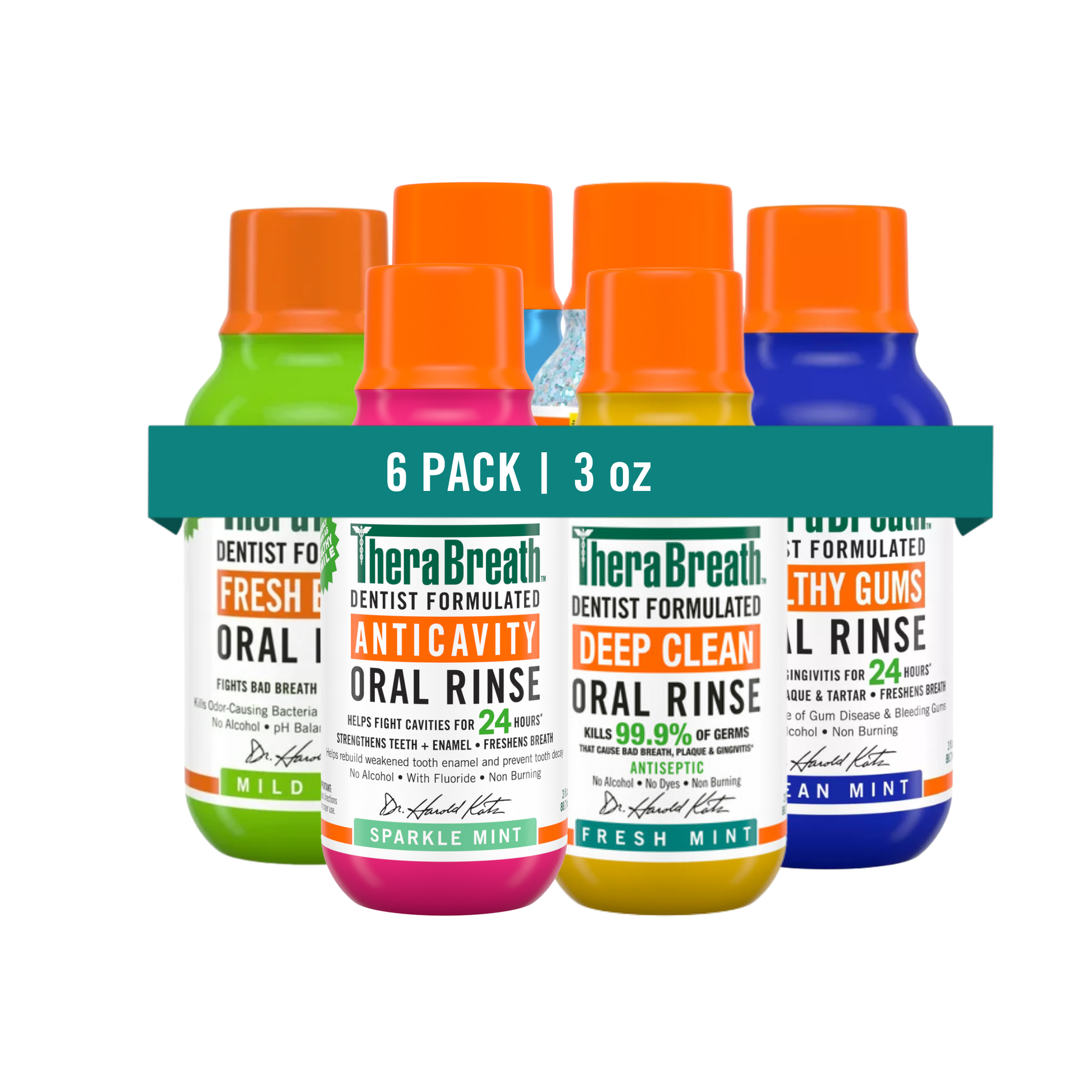 TheraBreath oral rinse travel size assorted flavor 6 pack
