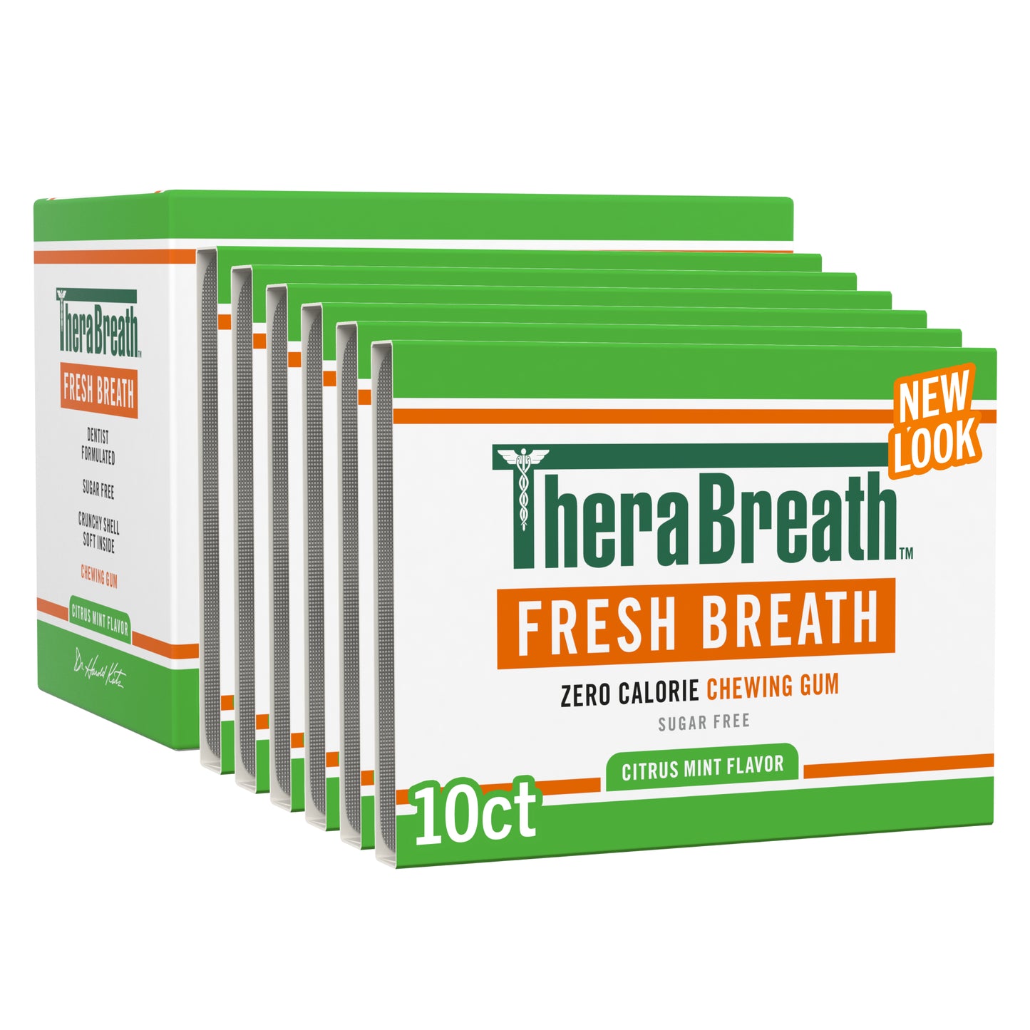 TheraBreath long lasting freshness citrus mint flavor gum 10 count 6 pack.
