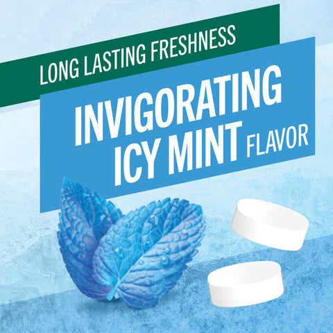 TheraBreath long-lasting freshness invigorating icy mint flavor gum.