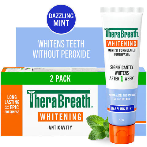 TheraBreath Whitening Toothpaste, Peroxide-Free & Anticavity, Dazzling Mint