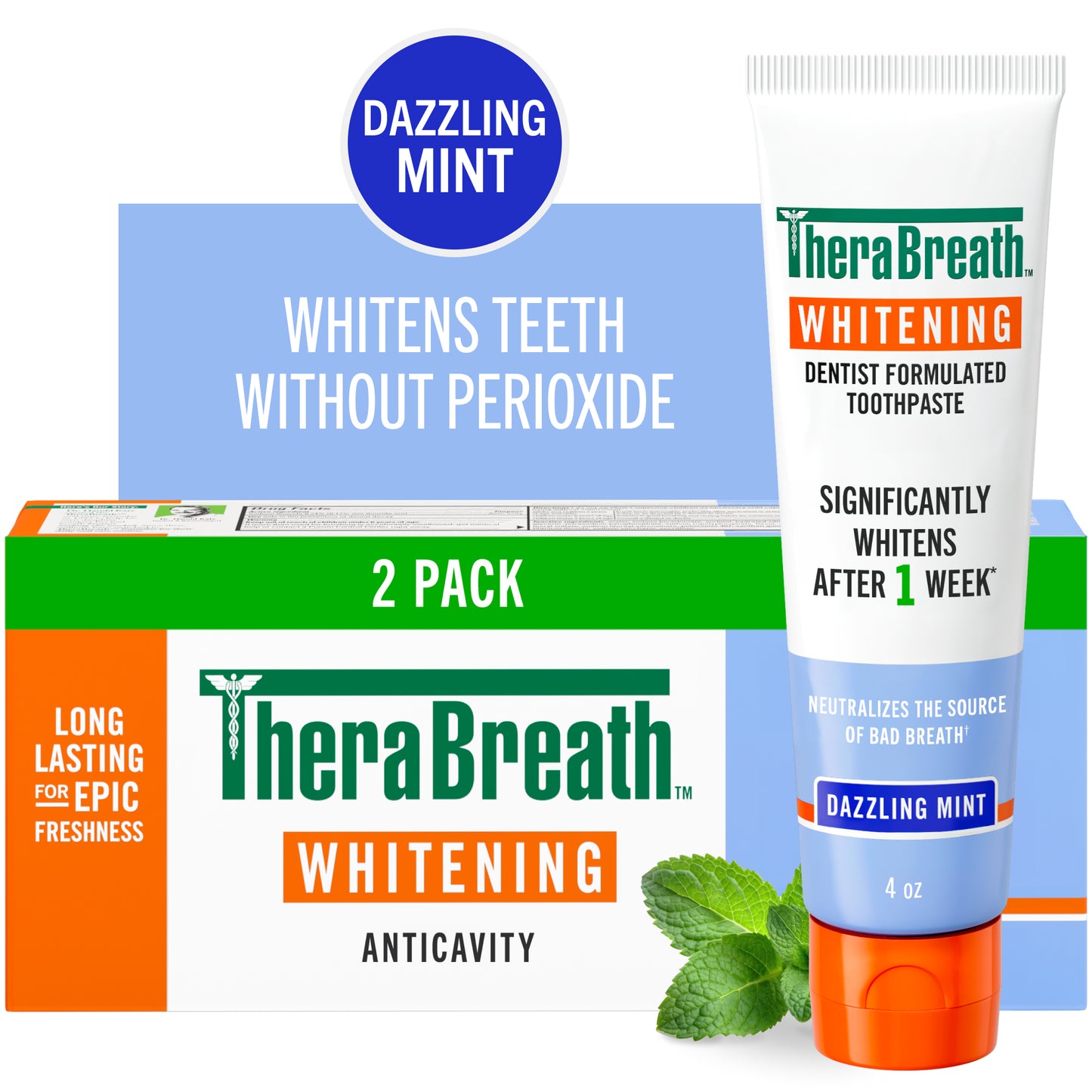 TheraBreath Fresh Breath Oral Rinse & Whitening Toothpaste Bundle