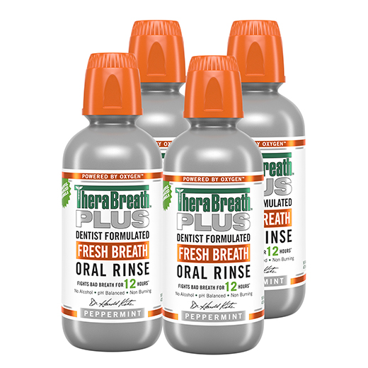 PLUS Fresh Breath Oral Rinse - Peppermint, 16oz (4-Pack)